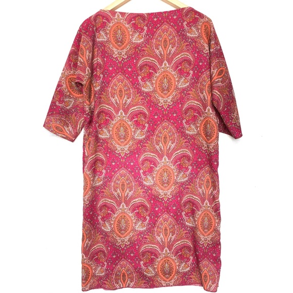 Zara Pink Paisley Pattern Dress Boat neckline - Picture 2 of 7